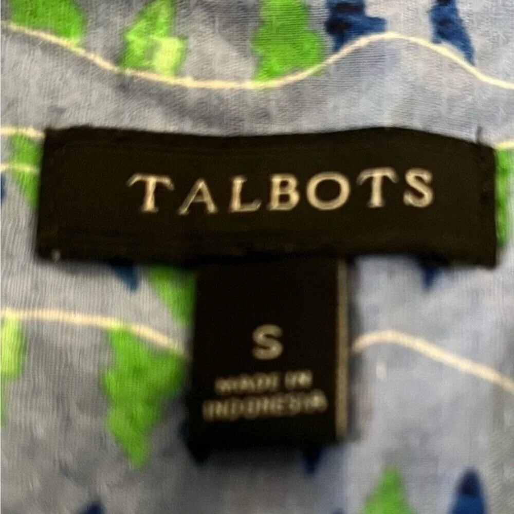 Talbots Partial Button Front Blouse With Ruffle D… - image 5